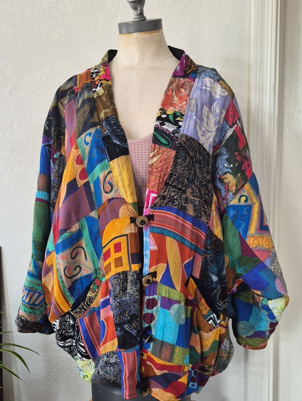 Native Wear Designs Vintage Patchwork Design Cocoon Style Jacket
